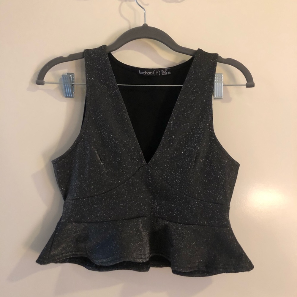 Sparkly Peplum Cropped Tank